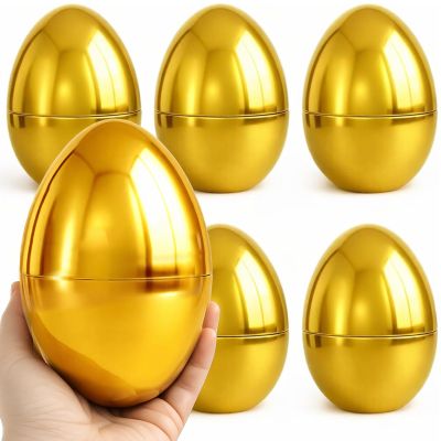 GiftExpress Pack of 6, 6" Gold Easter Eggs - Adult & Kid Party Toys for Gift Baskets or Egg Hunt Dcor