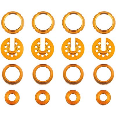 Associated 72302 DC10 Shock Collars Cups Caps and Retainers Gold