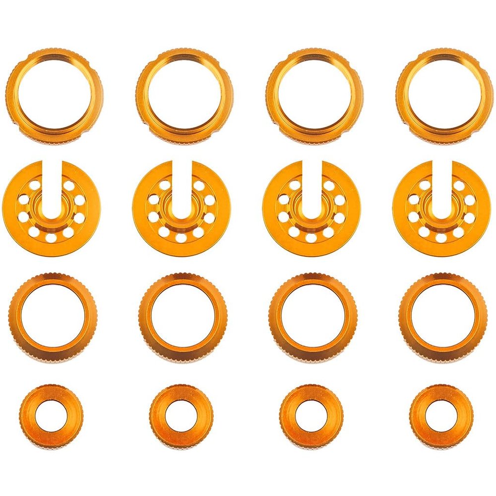 Associated 72302 DC10 Shock Collars Cups Caps and Retainers Gold