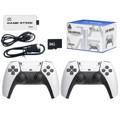 4K TV Game Stick M15 Built-in 3/40000+ Retro Games 64GB Console with Wireless Gamepads, Supports 23+ Simulators for HD TV Gaming - 64GB-40000-games
