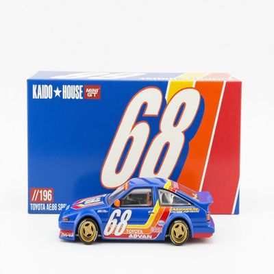 1:64 Diecast Model Car Compatible with Toyota AE86 Sprinter Trueno Kaido Racing V1Blue Limited Edition by Kaido House x Mini GT KHMG196