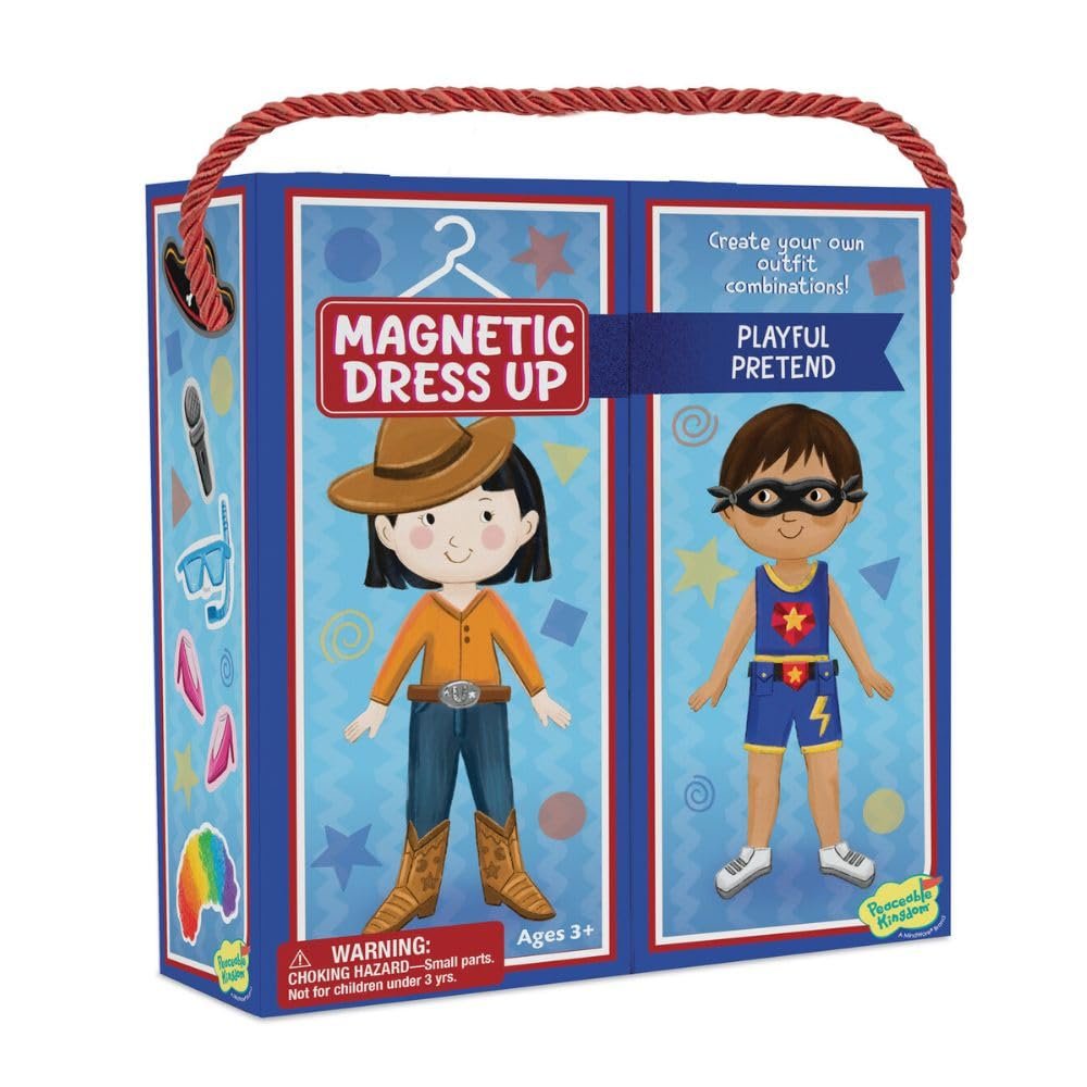 Peaceable Kingdom Magnetic Dress Up: Playful Pretend Playset, Magnetic Dress-Up Dolls with Wardrobe Case, 50+ Piece Screen-Free Toy for Kids Ages 3+