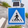 Solar-Powered Led Pedestrian Crossing Warning Signs, Traffic Safety Crosswalk Sign, High Brightness, Waterproof IP65 for Road, School Zone, Engineer Grade Reflective 24IN, Aluminum view 1