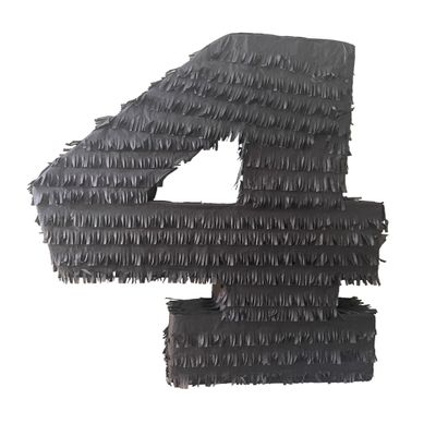 Black Number 4 Piata, 24 Inches Tall, Fringe Paper, Birthday Party Supplies