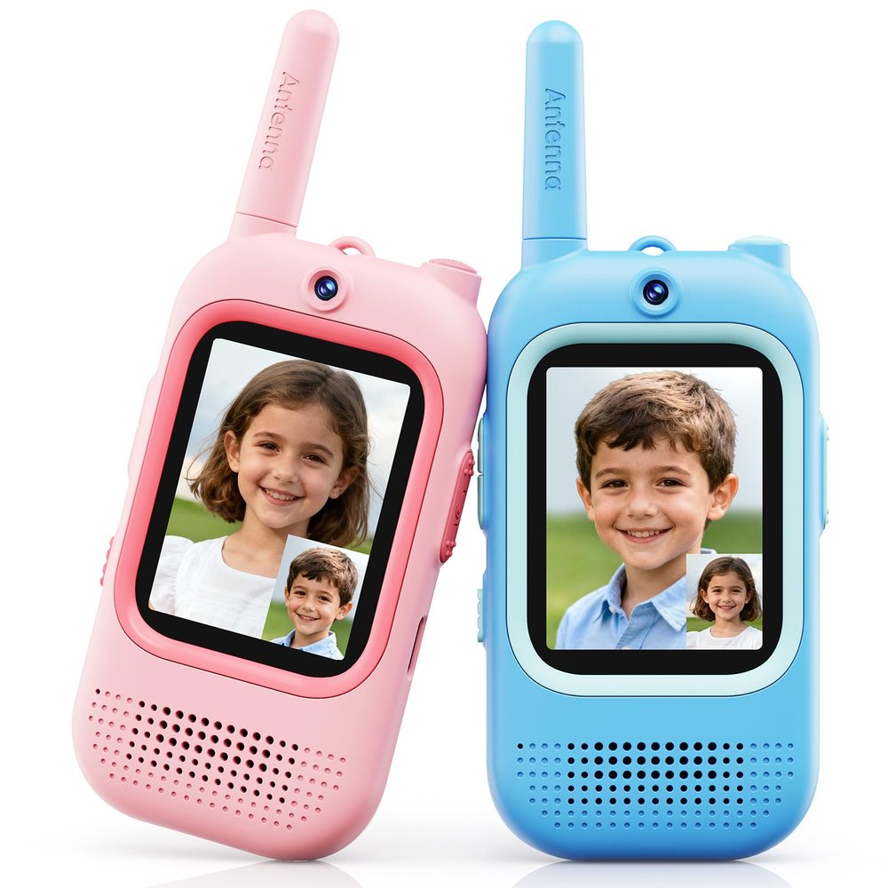 Seaonar Video Walkie Talkies for Kids - 2 Pack Long Range Walkie Talkie Rechargeable Video Intercom 2 Way Radio for Age 3-12 Boys Girls for Indoor Outdoor Camping (Pink&Blue)
