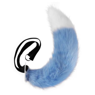 Flexible Furry Fox Cat Dog Wolf Tail Costume Accessory,Halloween Plush Fursuit Animal Theme Fox Tails Outfit Props (Blue)