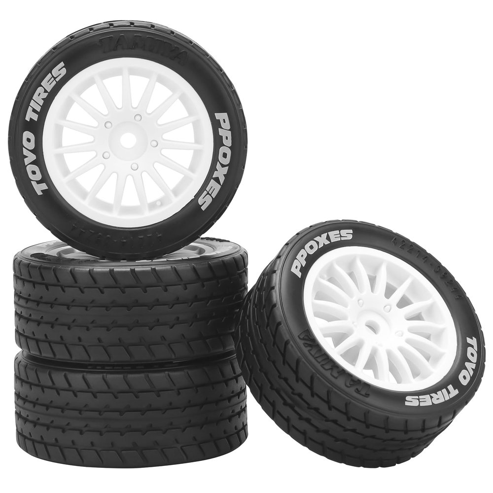 1/14 RC Car On-Road Drift Tires, daitoku 12mm Hex RC Racing Tires for Tamiya M08/05/06 MF-01X - Style F (White)