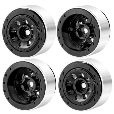 4PCS 1.0" Beadlock Wheel Rim Hubs Tires for TRX4M for Axial SCX24 AX24 FCX24 RC Crawler Car Parts confident(No.4-Black)