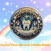 Tooth Fairy Coins for Girls, Lucky Coin Gift for Children with Tooth Loss, Blue Enamel Toothfairy Gifts for Kids(Silver Rim) view 3