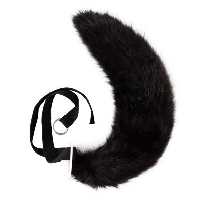 Flexible Furry Fox Cat Dog Wolf Tail Costume Accessory,Halloween Plush Fursuit Animal Theme Fox Tails Outfit Props (Black)