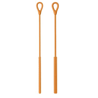 2 Pcs Silicone Straw Cleaner Brushes - Reusable, Long Handle 6mm & 9mm Sizes for Narrow/Wide Straws, Water Bottles & Tumblers (Orange)
