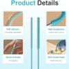 2 Pcs Silicone Straw Cleaner Brushes - Reusable, Long Handle 6mm & 9mm Sizes for Narrow/Wide Straws, Water Bottles & Tumblers (Orange) view 4