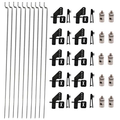 30Pcs 304 Stainless Steel 0.047"x10.24" Z Pushrods and Nylon Lock on Control Horns 0.79"x0.43" and Push Rods Connector Linkage Stopper Dia 0.05" for RC Airplane Model Aircraft DIY Parts