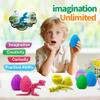 BOYLOVE 6Pcs Prefilled Easter Eggs with 3D Printed Dinosaur Toys, 3D Printed Dragon Animals, Cool T-Rex Fidget Toys for Easter Basket Stuffers, Birthday Party Favors & Kids Gifts view 3