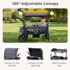 INFANS Wagon Stroller for 2 Kids, Foldable Wagon Cart with Adjustable Handle Pull Bar, Removable Canopy, Footwell, Snack Tray, Harnesses for Infants Toddlers 6-36 Months (Grey) view 4