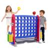 Giant 4-in-A-Row, Outdoor Jumbo 4 to Score w/Quick Release, Basketball Hoop, Ring Toss & Net, Connect Four Yard Games with Adjustable Height(2.7-3.2 FT), Party Family Floor Game for Kids & Adult, Blue view 1