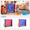 Giant 4-in-A-Row, Outdoor Jumbo 4 to Score w/Quick Release, Basketball Hoop, Ring Toss & Net, Connect Four Yard Games with Adjustable Height(2.7-3.2 FT), Party Family Floor Game for Kids & Adult, Blue view 3