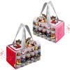 Partreko Carrying Case Compatible with Tonies Box with Audio Position, Travel Storage Bag for Tonies Figures with 24 Elastic Strap, Soft Felt Organizer Case for Toniebox Accessories Gray Red&Pink view 1