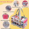 Partreko Carrying Case Compatible with Tonies Box with Audio Position, Travel Storage Bag for Tonies Figures with 24 Elastic Strap, Soft Felt Organizer Case for Toniebox Accessories Gray Red&Pink view 3