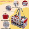 Partreko Carrying Case Compatible with Tonies Box with Audio Position, Travel Storage Bag for Tonies Figures with 24 Elastic Strap, Soft Felt Organizer Case for Toniebox Accessories Gray Red&Purple view 2