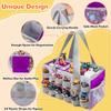 Partreko Carrying Case Compatible with Tonies Box with Audio Position, Travel Storage Bag for Tonies Figures with 24 Elastic Strap, Soft Felt Organizer Case for Toniebox Accessories Gray Red&Purple view 3
