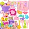 CatchCute Unicorn Collapsible Beach Toys,Sand Toys Set with Animal Foldable Buckets,Shovels,Sifter,Sand Molds,Castle Building Kit & Mesh Storage Bag,Beach Travel Essentials for Kids Toddlers view 1