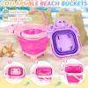 CatchCute Unicorn Collapsible Beach Toys,Sand Toys Set with Animal Foldable Buckets,Shovels,Sifter,Sand Molds,Castle Building Kit & Mesh Storage Bag,Beach Travel Essentials for Kids Toddlers view 4