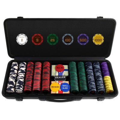 ANCHSAIL 500PCS Ceramic Poker Set, 10g 39mm, for Texas Hold'em Blackjack