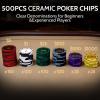 ANCHSAIL 500PCS Ceramic Poker Set, 10g 39mm, for Texas Hold'em Blackjack view 3