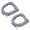 2Pcs Toilet Seat Cover Pad Zippered Washable Toilet Seat Cover Winter Pad Elastic Plaid Soft Warmer Accessories. view 1