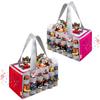 Partreko Carrying Case Compatible with Tonies Box with Audio Position, Travel Storage Bag for Tonies Figures with 24 Elastic Strap, Soft Felt Organizer Case for Toniebox Accessories Gray Red&Rose view 1