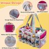 Partreko Carrying Case Compatible with Tonies Box with Audio Position, Travel Storage Bag for Tonies Figures with 24 Elastic Strap, Soft Felt Organizer Case for Toniebox Accessories Gray Red&Rose view 3