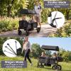 INFANS Wagon Stroller for 2 Kids, Foldable Wagon Cart with Adjustable Handle Pull Bar, Removable Canopy, Footwell, Snack Tray, Harnesses for Infants Toddlers 6-36 Months (Black) view 2