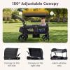 INFANS Wagon Stroller for 2 Kids, Foldable Wagon Cart with Adjustable Handle Pull Bar, Removable Canopy, Footwell, Snack Tray, Harnesses for Infants Toddlers 6-36 Months (Black) view 4