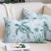Toddler Pillow Covers 16x24 Inch, Coastal Turtle Decorative Pillowcase with Zipper, Microfiber Pillow Protector, Beach Nautical Seashells Seaweed Coral Breathable Throw Pillowcases for Sofa Bed view 1