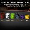 ANCHSAIL 500PCS Ceramic Poker Set, 10g 39mm, for Texas Hold'em Blackjack view 3