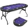 LHKQMYT 8 Player Poker Table Foldable, Texas Holdem Casino Table with Padded Rails & Cup Holders, Portable Folding Game Table for Home or Game Room, 71 Inch (Purple) view 1