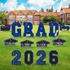 Graduation Yard Signs Class of 2026, 14 PCS Large Blue Graduation Yard Decorations with Lawn Stakes, Congratulations Outdoor Grad Decor Party Supplies Favors for High School, College & High School view 1