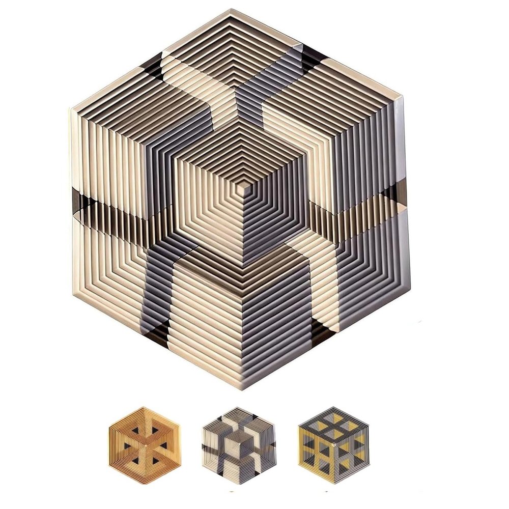 2026 Premium Hexagon Twist Illusion, 3D Printed Hexagonal Fractal Fidget Toy, The Twist Illusion Sensory Gadget, for Office Desks as a Stress-Relief Gifts (#C)