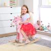 Classic Wooden Rocking Horse Toy with Plush Body and Realistic Sound Effects for Indoor Play and Decorative Display view 1