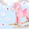 Classic Wooden Rocking Horse Toy with Plush Body and Realistic Sound Effects for Indoor Play and Decorative Display view 4