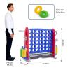 Giant 4 Connect in a Row Game, Jumbo 4-to-Score Outdoor Yard Game w/Adjustable Height, Quick-Release, Basketball Hoop, Ring Toss & Net, Family Party Floor Game for Kids Adult, Blue view 3