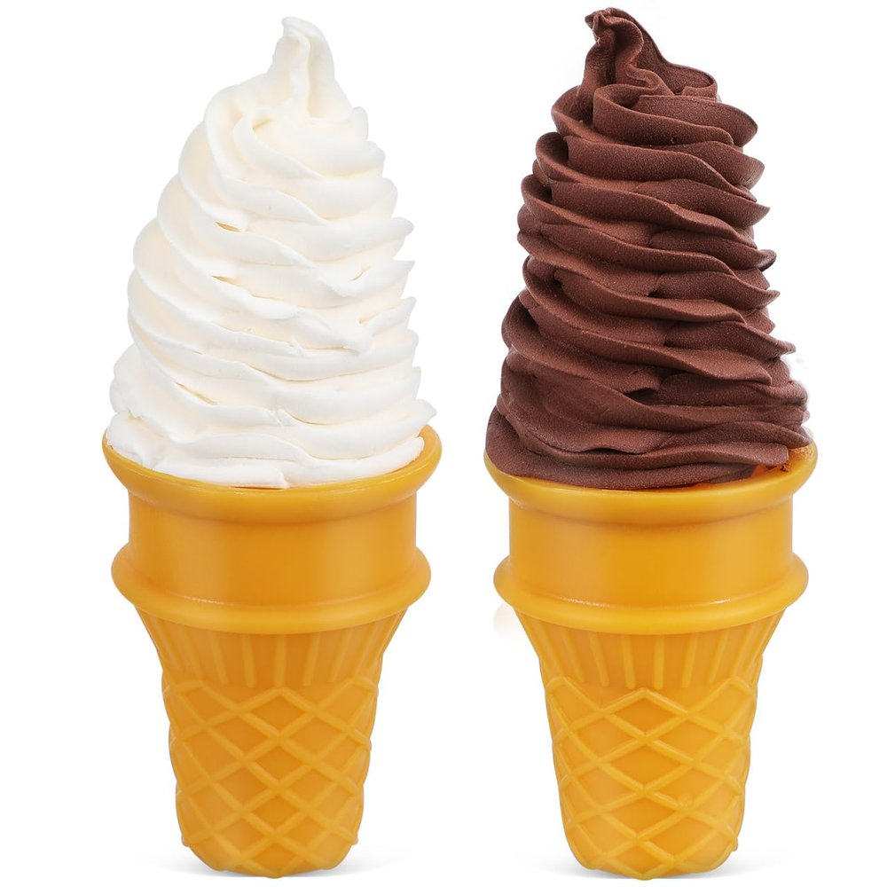 2 Pcs Fake Ice Cream, Lifelike Plastic Food Cone Prop, Artificial Dessert Display Model for Photography Decorations