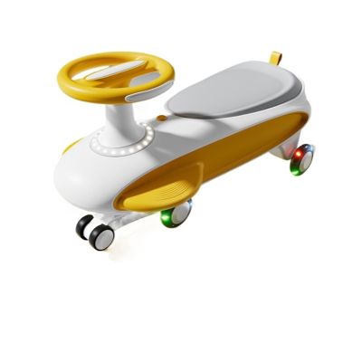 Wiggle Scooter Ride on Toy Wiggle Car with Music Light Swing Twist Anti-Rollover for Kids 3 Yrs and UP Indoor and Outdoor(Yellow)