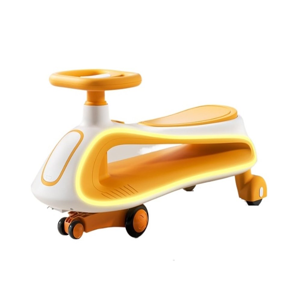 Wiggle Scooter Swing Car Wiggle Car with Silent Flashing Wheels and Music Anti-Rollover Ride-On Toy for 3+ Year Olds Kids(Orange)