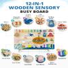 BlueWood Wooden Busy Board for Toddlers 18+ Months, 12-in-1 Montessori Philosophy Educational Toy, Activity Center Made from Basswood, No Drilling, Easy to Install & Store - Ocean view 2