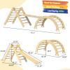 CMFYDAILY Pikler Triangle Set, 7 in 1 Foldable Climbing Toys Set for Kids, Baby Jungle Gym with Ramp & Arch,Wooden Montessori Climbing Set Indoor for Toddler (Natural) view 2