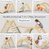 CMFYDAILY Pikler Triangle Set, 7 in 1 Foldable Climbing Toys Set for Kids, Baby Jungle Gym with Ramp & Arch,Wooden Montessori Climbing Set Indoor for Toddler (Natural) view 4