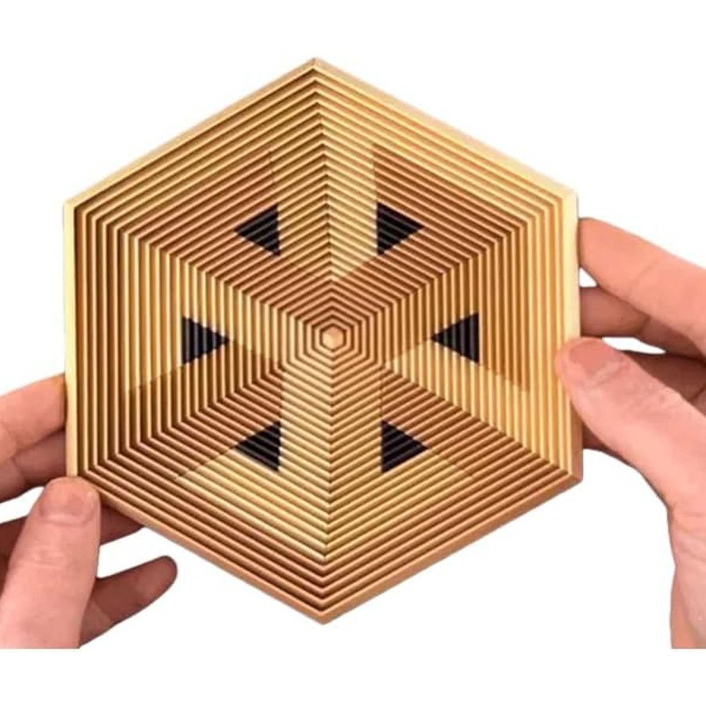 2026 Premium Hexagon Twist Illusion, 3D Printed Hexagonal Fractal Fidget Sensory Gadget, Irritability and Relaxation, Hypnotic Fidget Toy for Stress Relief, Funny Pocket Gifts (Gold)