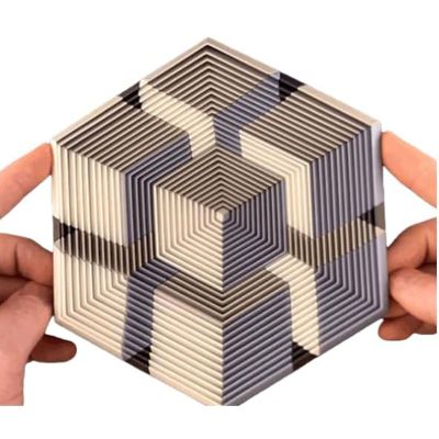 2026 Premium Hexagon Twist Illusion, 3D Printed Hexagonal Fractal Fidget Sensory Gadget, Irritability and Relaxation, Hypnotic Fidget Toy for Stress Relief, Funny Pocket Gifts (Silver Gray)
